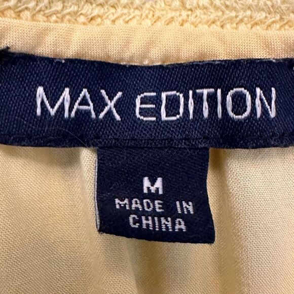 Max Edition Womens Blouse Top 3/4 Sleeve Crochet Neckline Yellow Size Medium - Picture 4 of 5